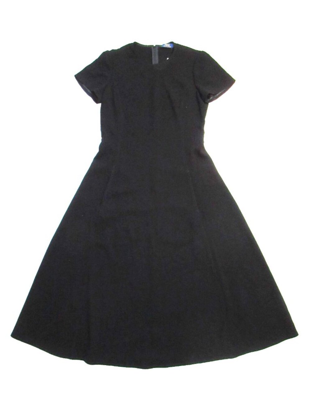 NWT Polo Ralph Lauren Fit & Flare Midi in Black Short Sleeve Crepe Dress 8 - Picture 4 of 7